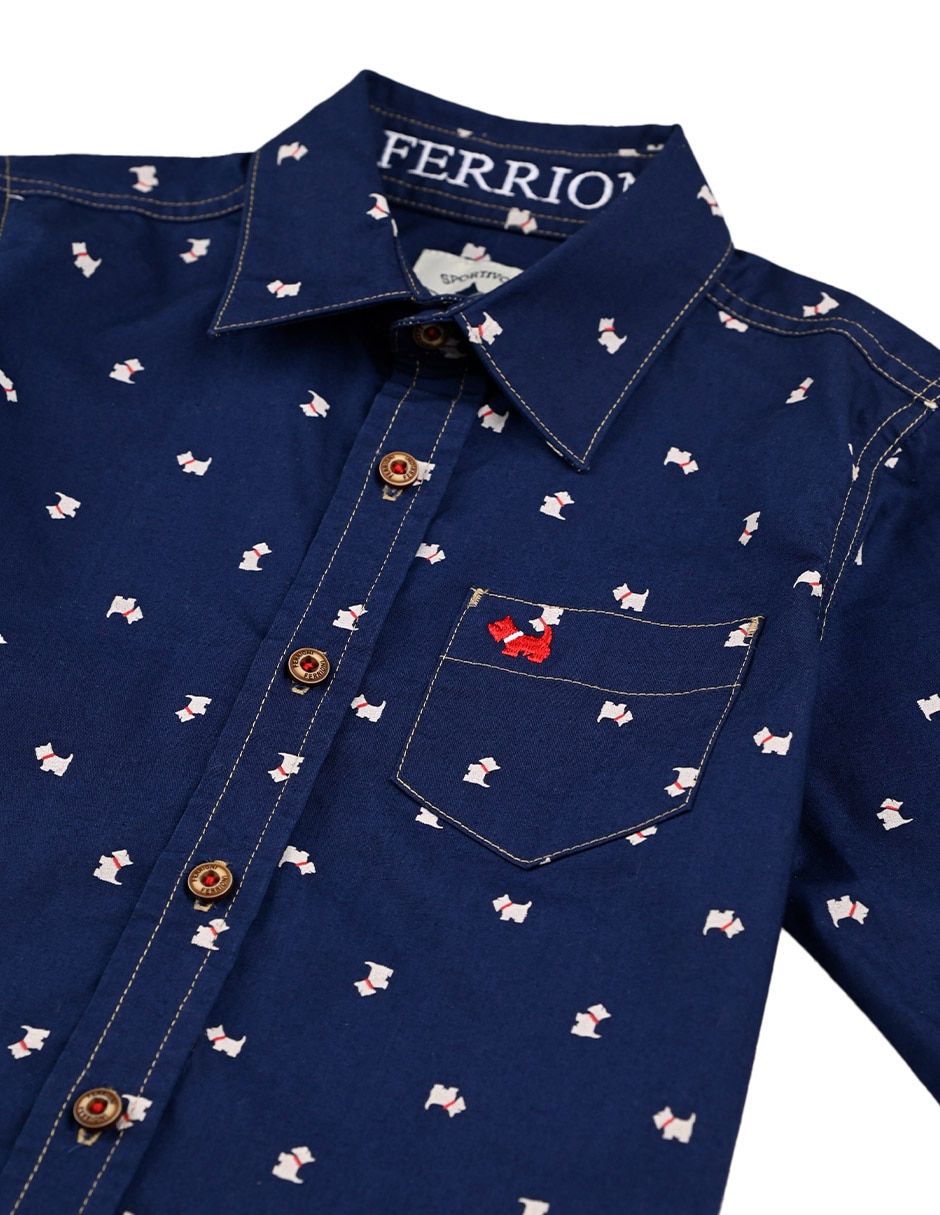 Camisa casual de algodón manga larga para niño 2