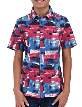 Camisa casual de algodón manga corta para niño Camisa casual de algodón manga corta para niño