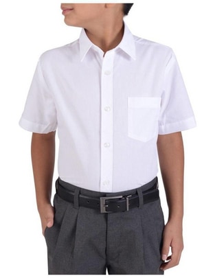 Camisa escolar de algodón y poliéster manga corta para niño