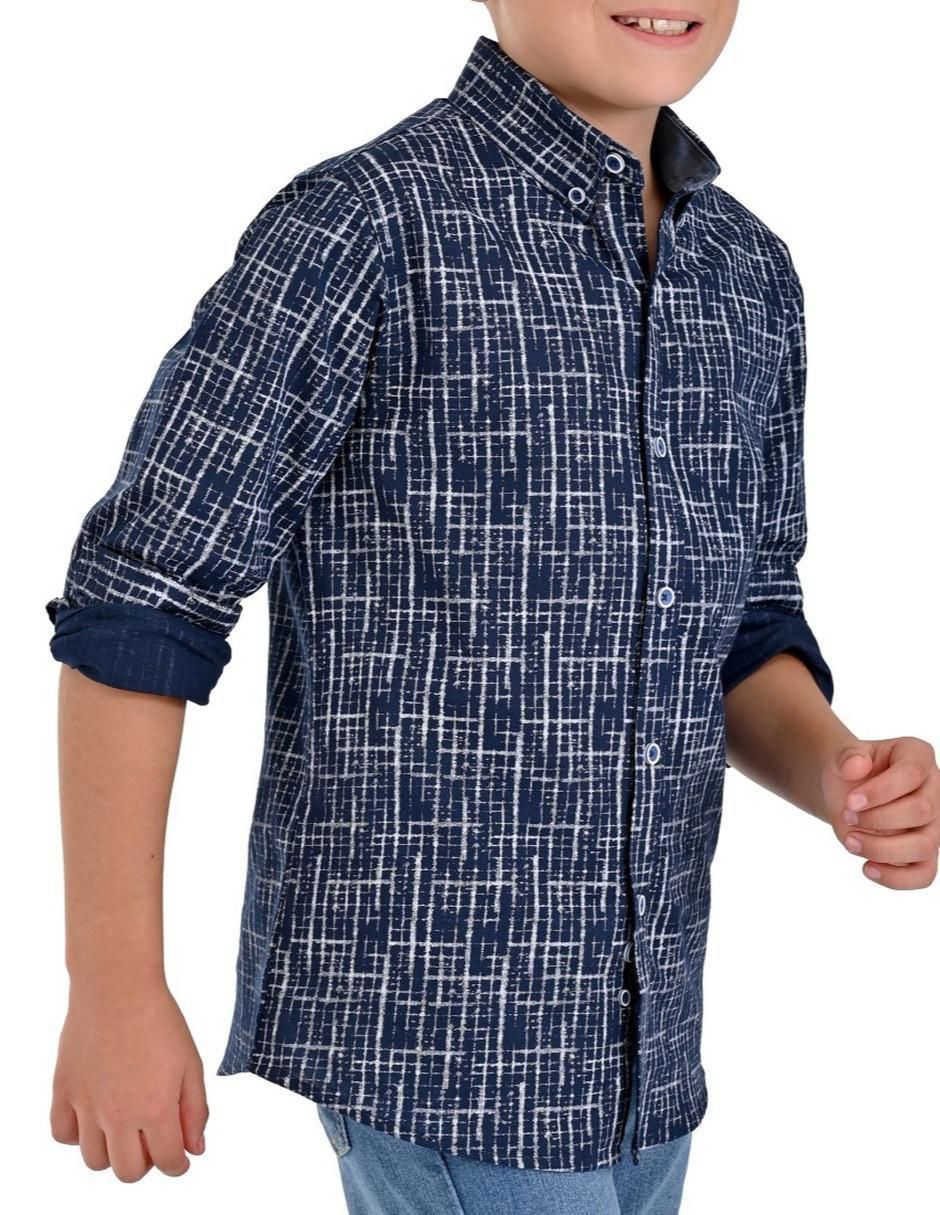 Camisa casual de algodón manga larga para niño