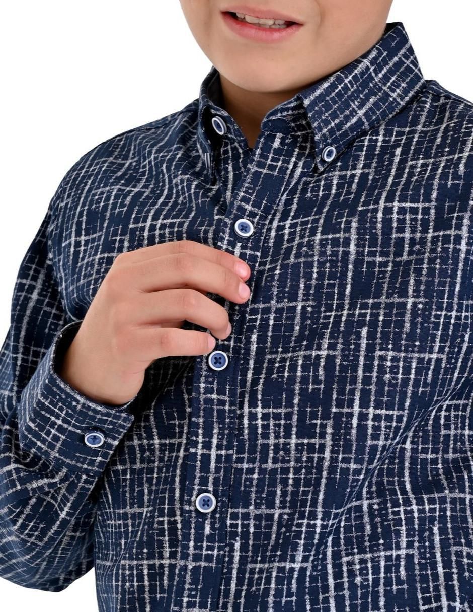 Camisa casual de algodón manga larga para niño