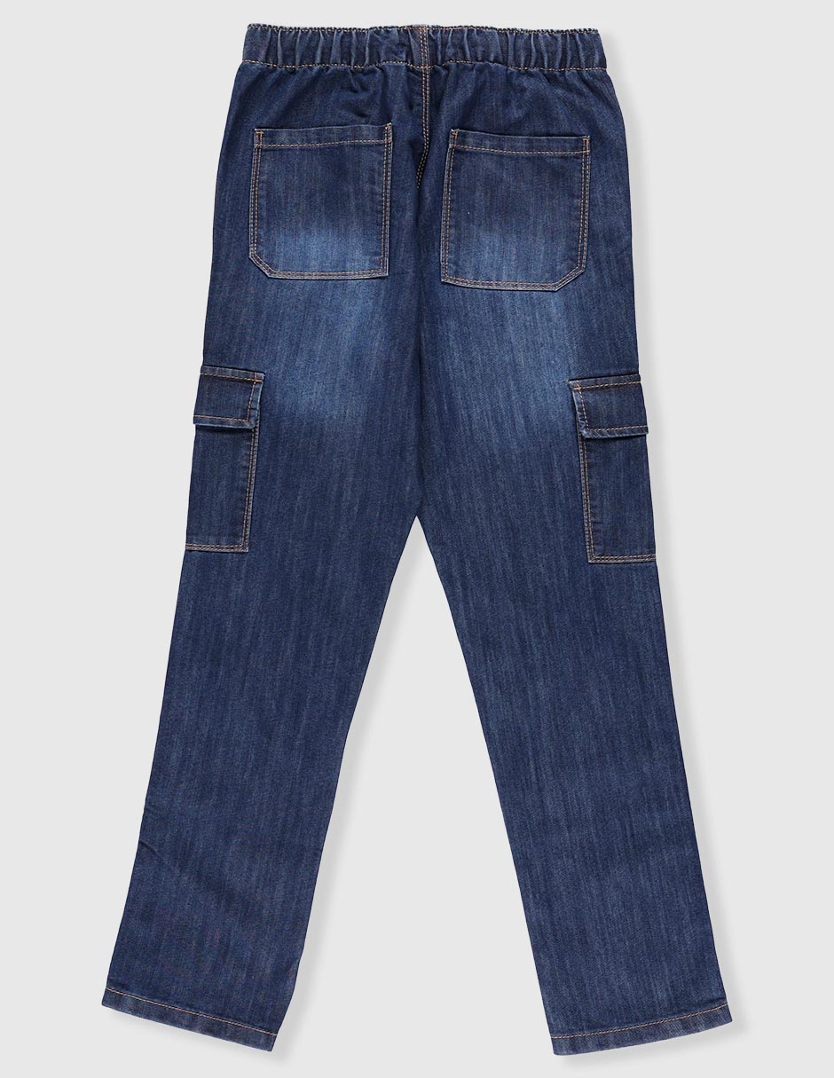 Jeans cargo straight Matt & Megan lavado obscuro para niño