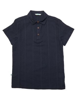 Playera tipo polo de lino para niño