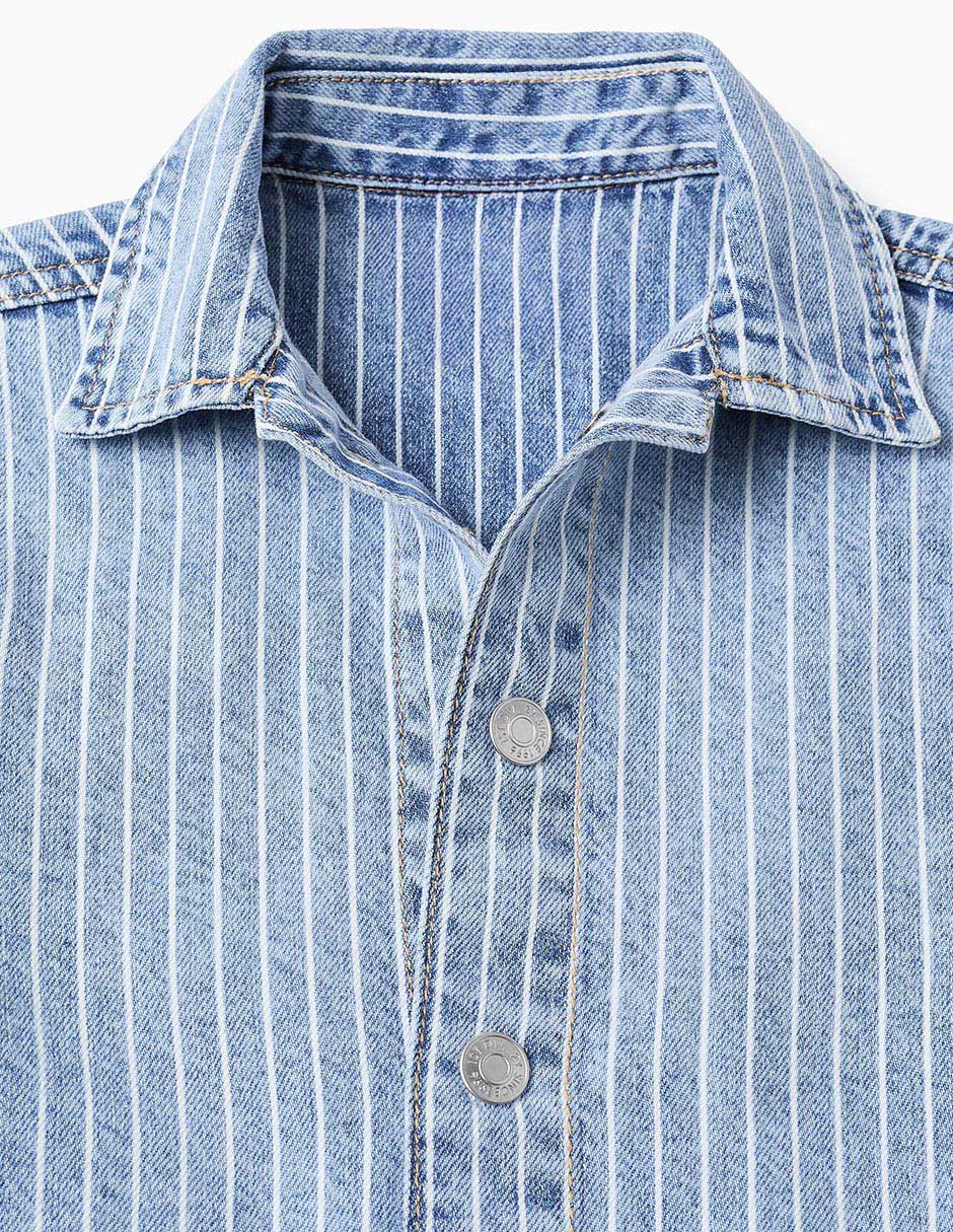 Camisa casual de mezclilla manga larga para niño