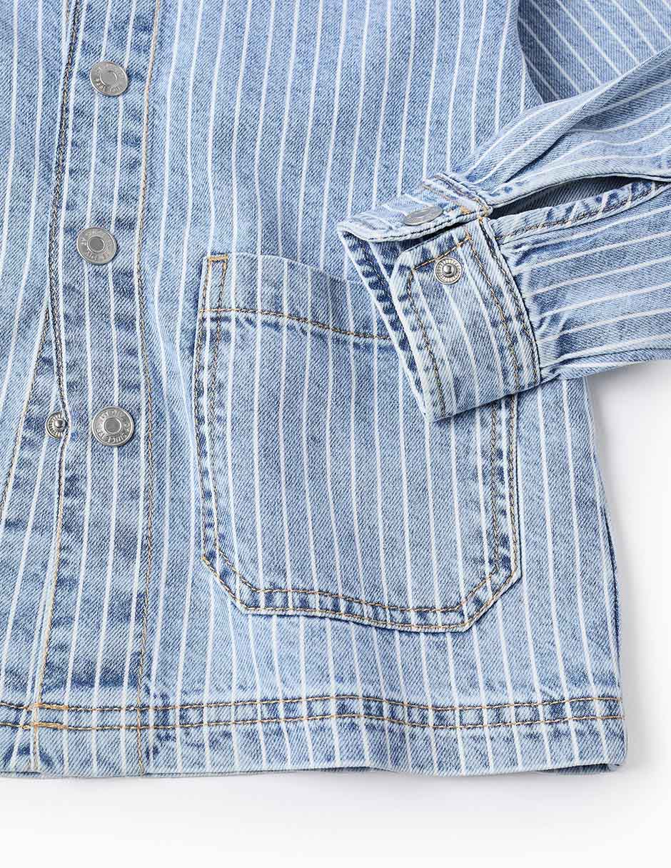 Camisa casual de mezclilla manga larga para niño