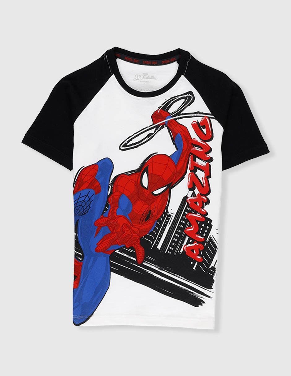 Playera spider-man marvel manga corta para niño