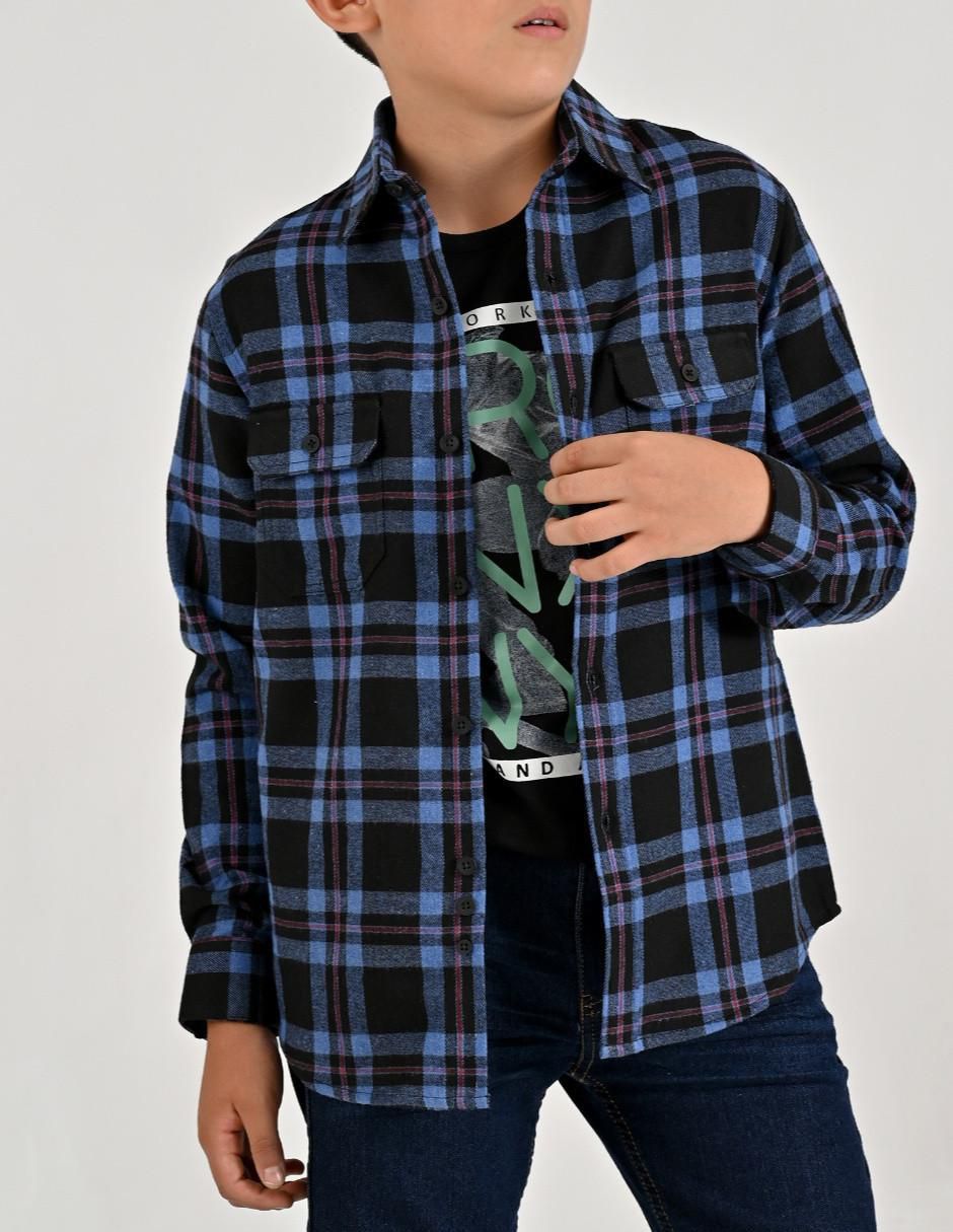 Camisa casual de algodón manga larga para niño 5