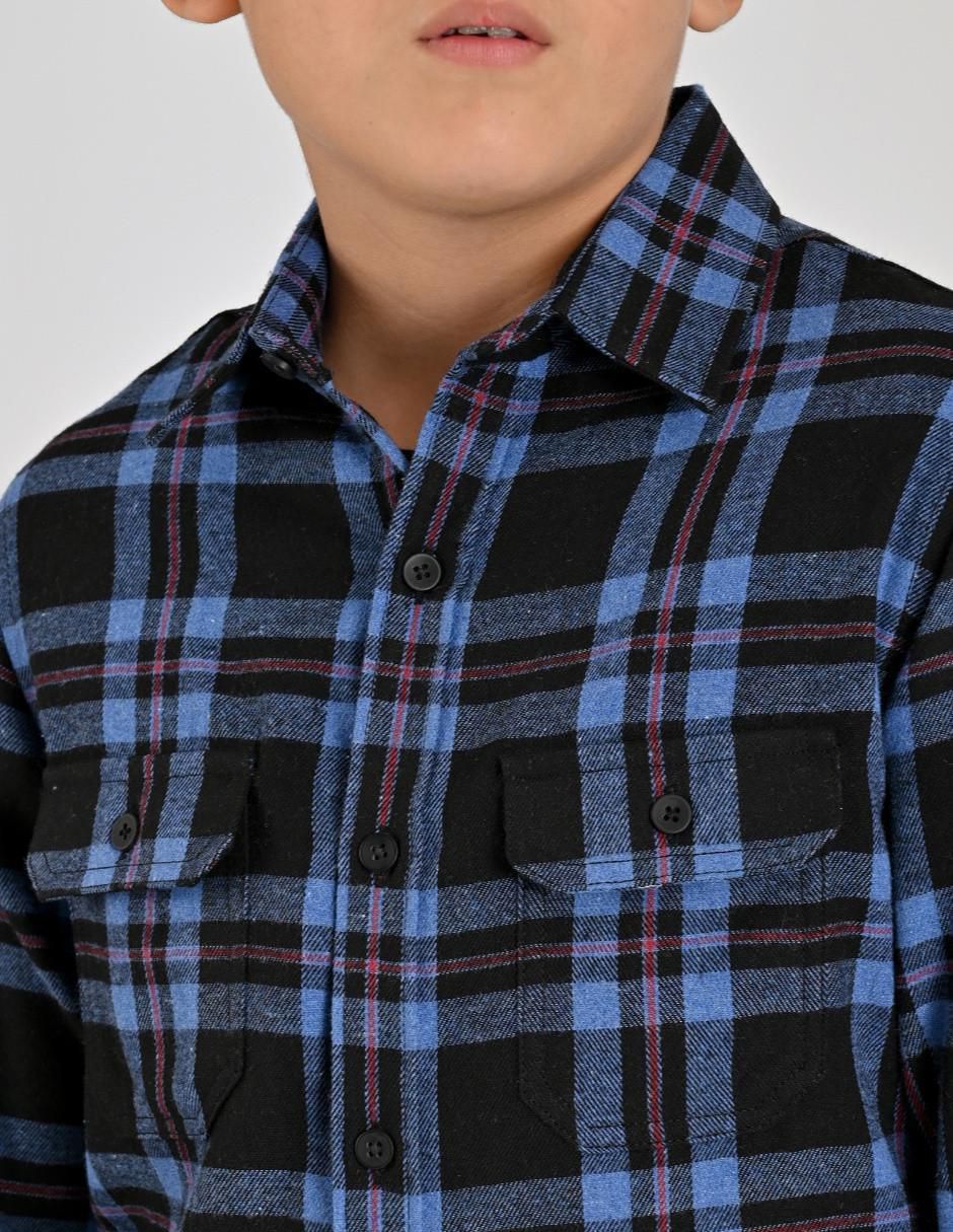 Camisa casual de algodón manga larga para niño 4