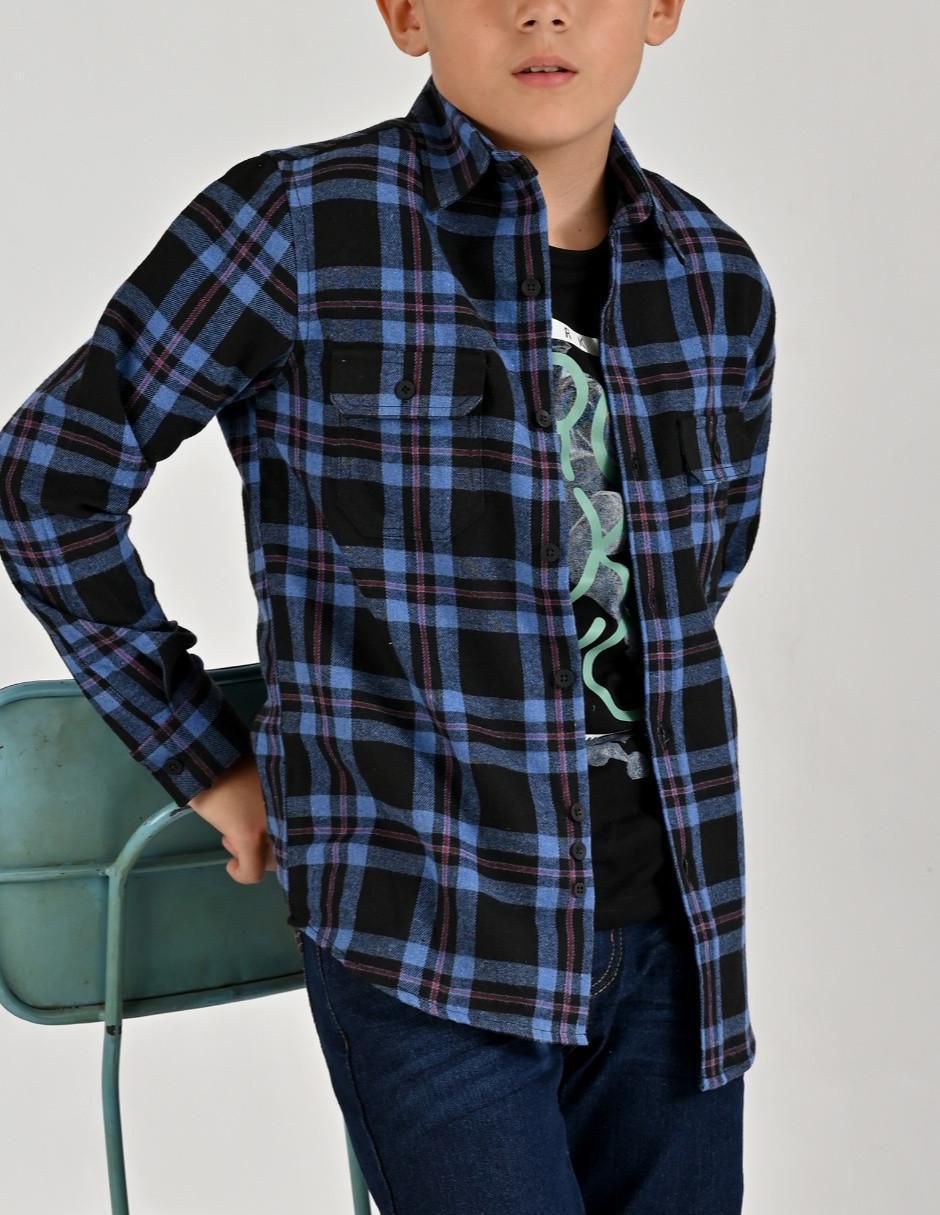 Camisa casual de algodón manga larga para niño 2