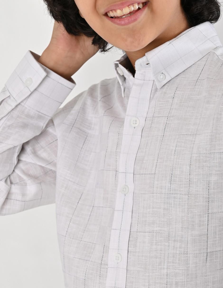 Camisa casual de algodón manga larga para niño