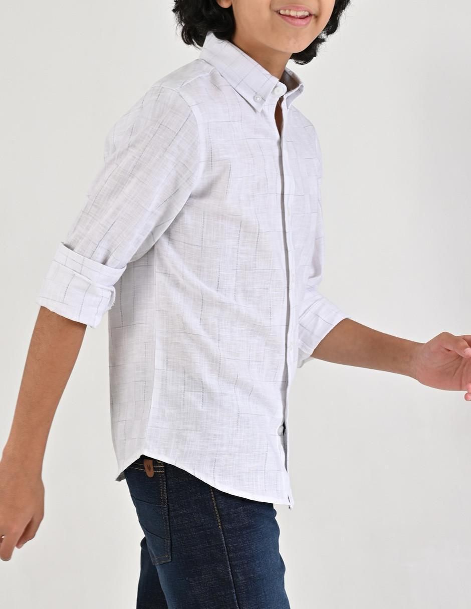 Camisa casual de algodón manga larga para niño 6