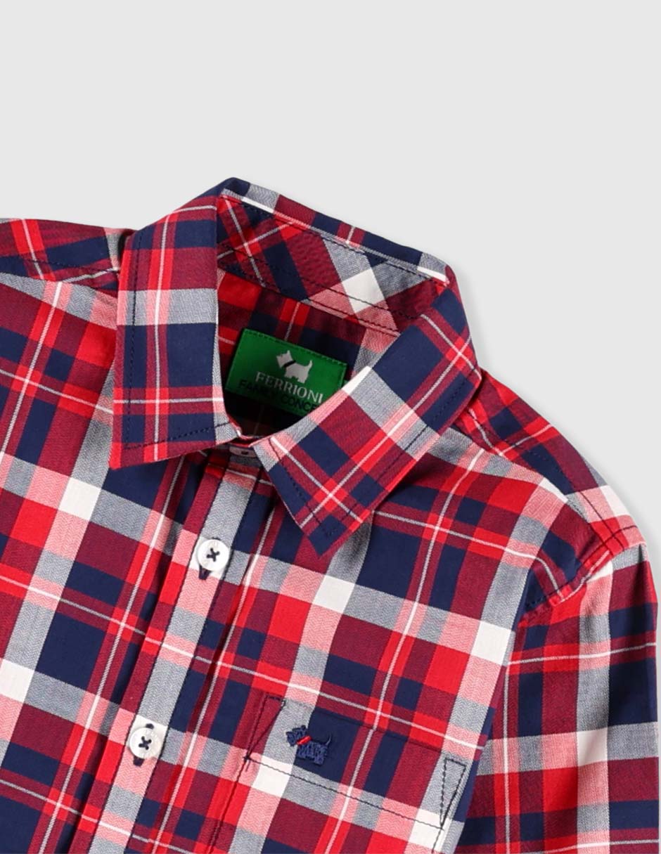 Camisa casual de algodón manga larga para niño