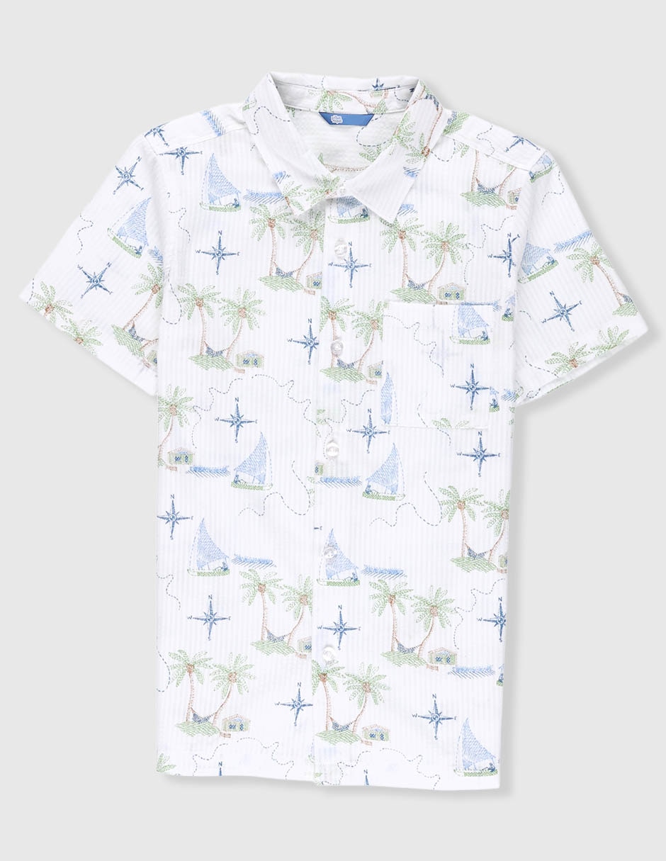 Camisa casual de algodón manga corta para niño Camisa casual de algodón manga corta para niño