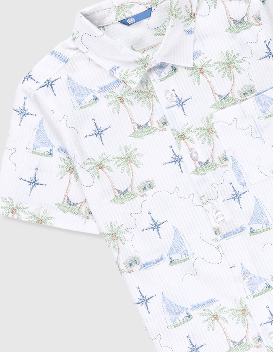 Camisa casual Piquenique de algodón manga corta para niño