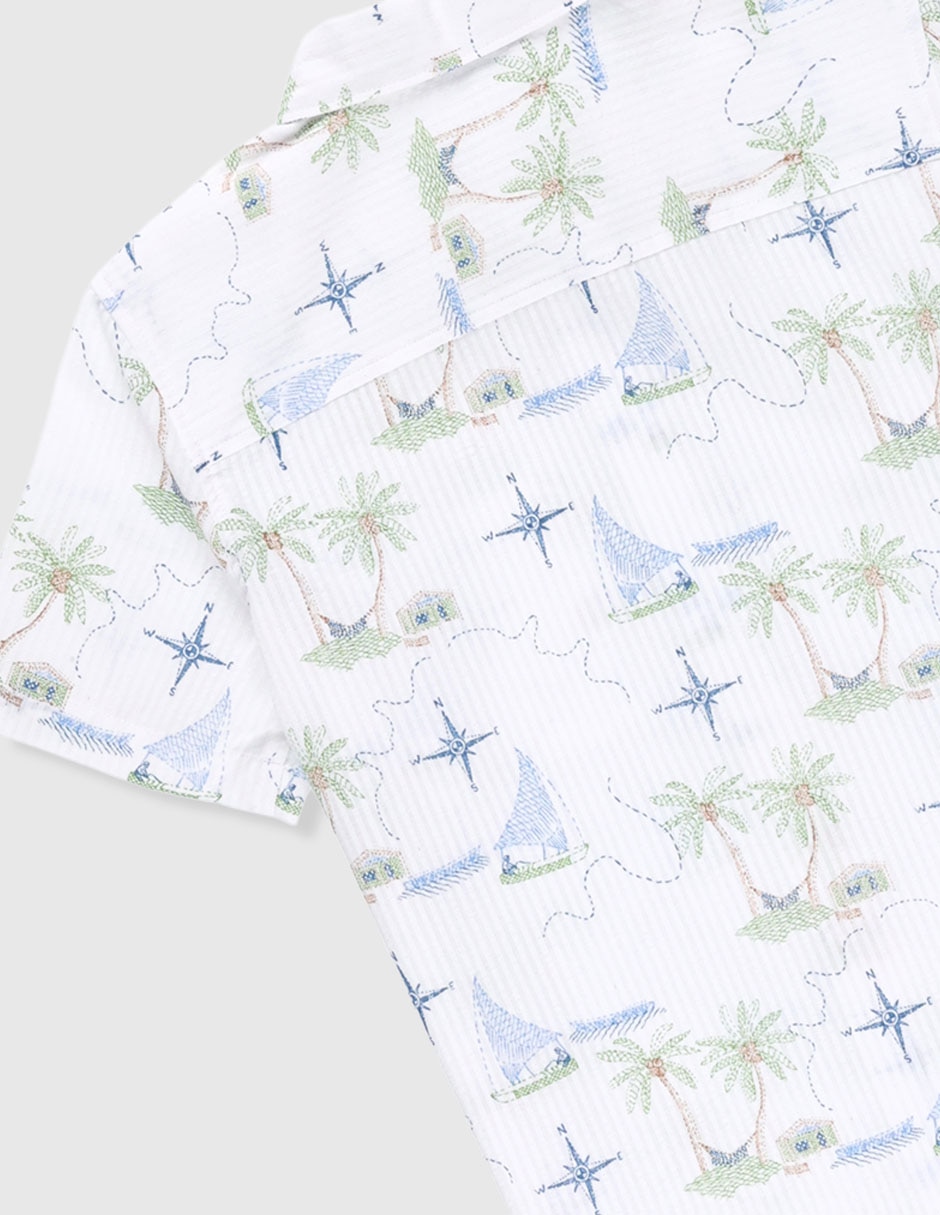 Camisa casual Piquenique de algodón manga corta para niño