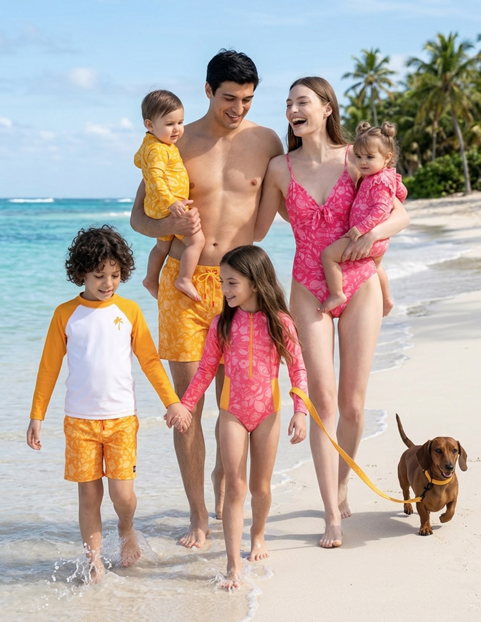 Traje de baño Now & Then estampado gráfico para niño