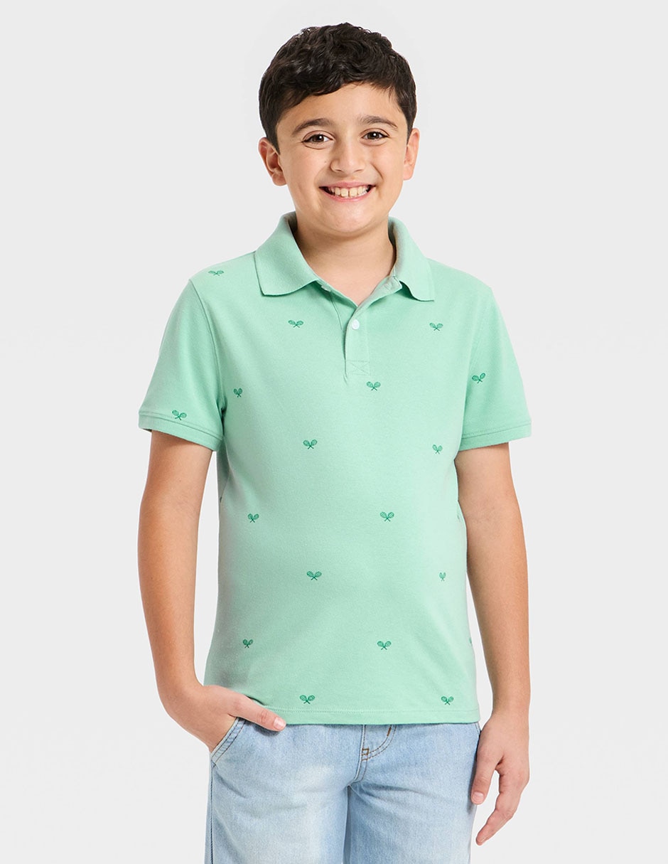 Playera tipo polo de algodón para niño Playera tipo polo de algodón para niño