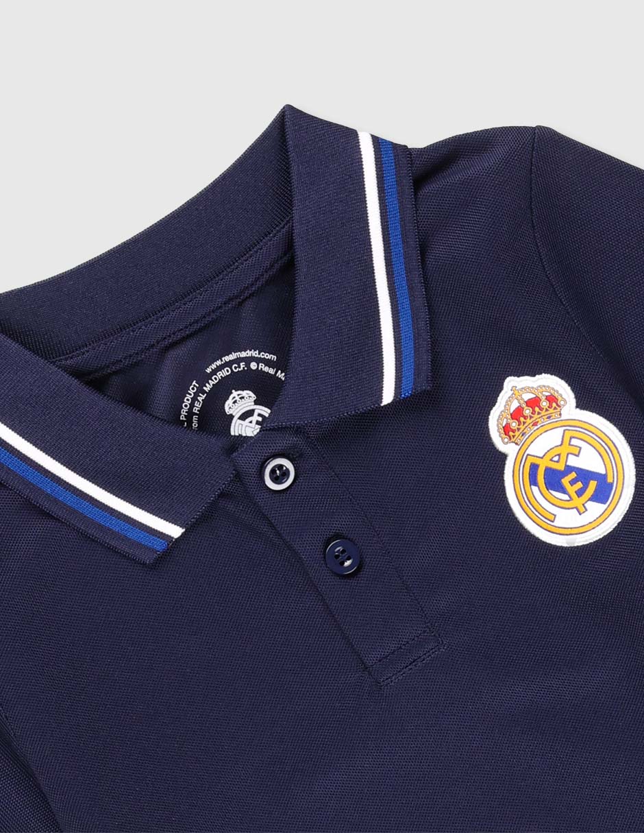 Playera tipo polo Real Madrid de algodón para niño