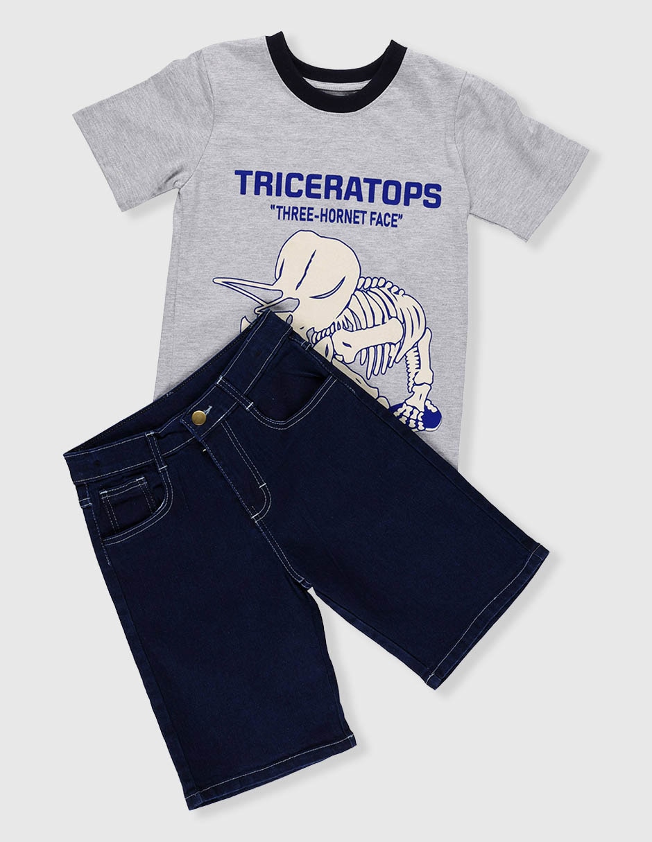 Conjunto casual piquenique primavera-verano de chifón para niño 2 piezas