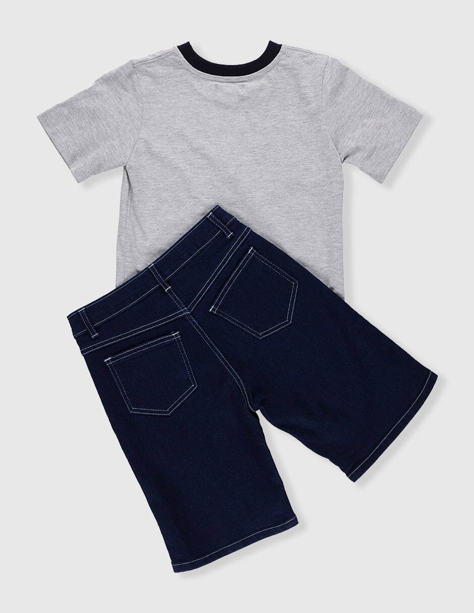 Conjunto casual piquenique primavera-verano de chifón para niño 2 piezas