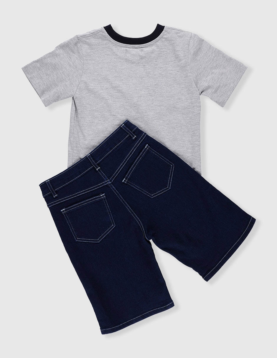 Conjunto casual piquenique primavera-verano de chifón para niño 2 piezas