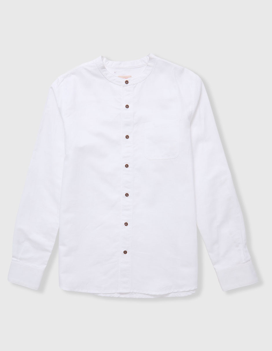 Camisa formal de algodón y lino manga larga infantil niño