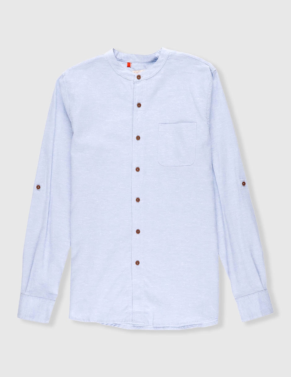 Camisa formal de algodón y lino manga larga para niño 2