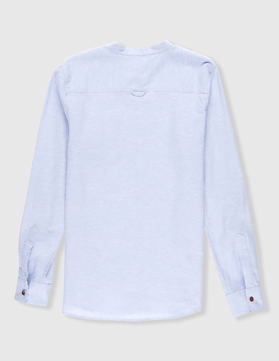 Camisa formal de algodón y lino manga larga para niño 3
