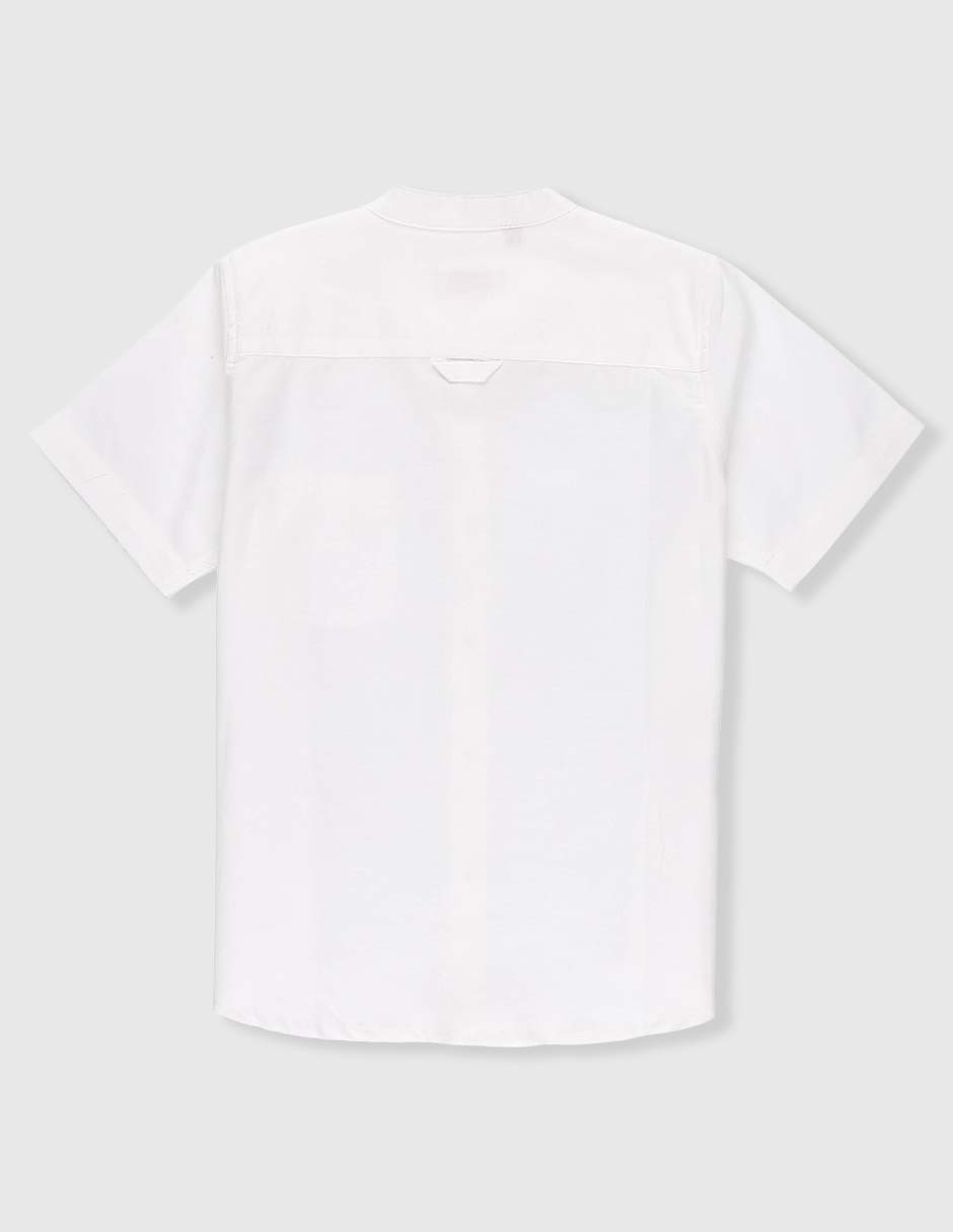 Camisa formal de algodón y lino manga corta para niño 4