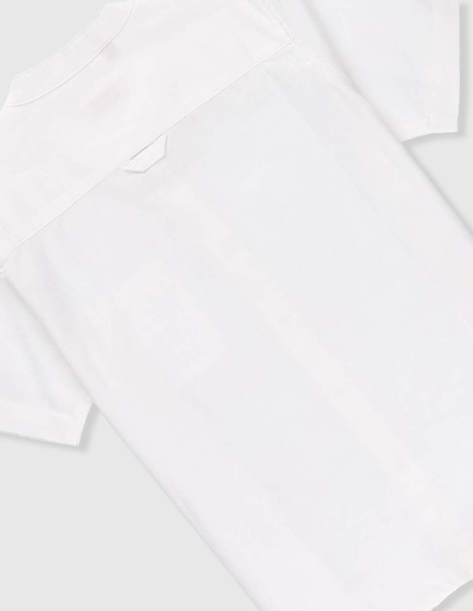 Camisa formal de algodón y lino manga corta para niño 2
