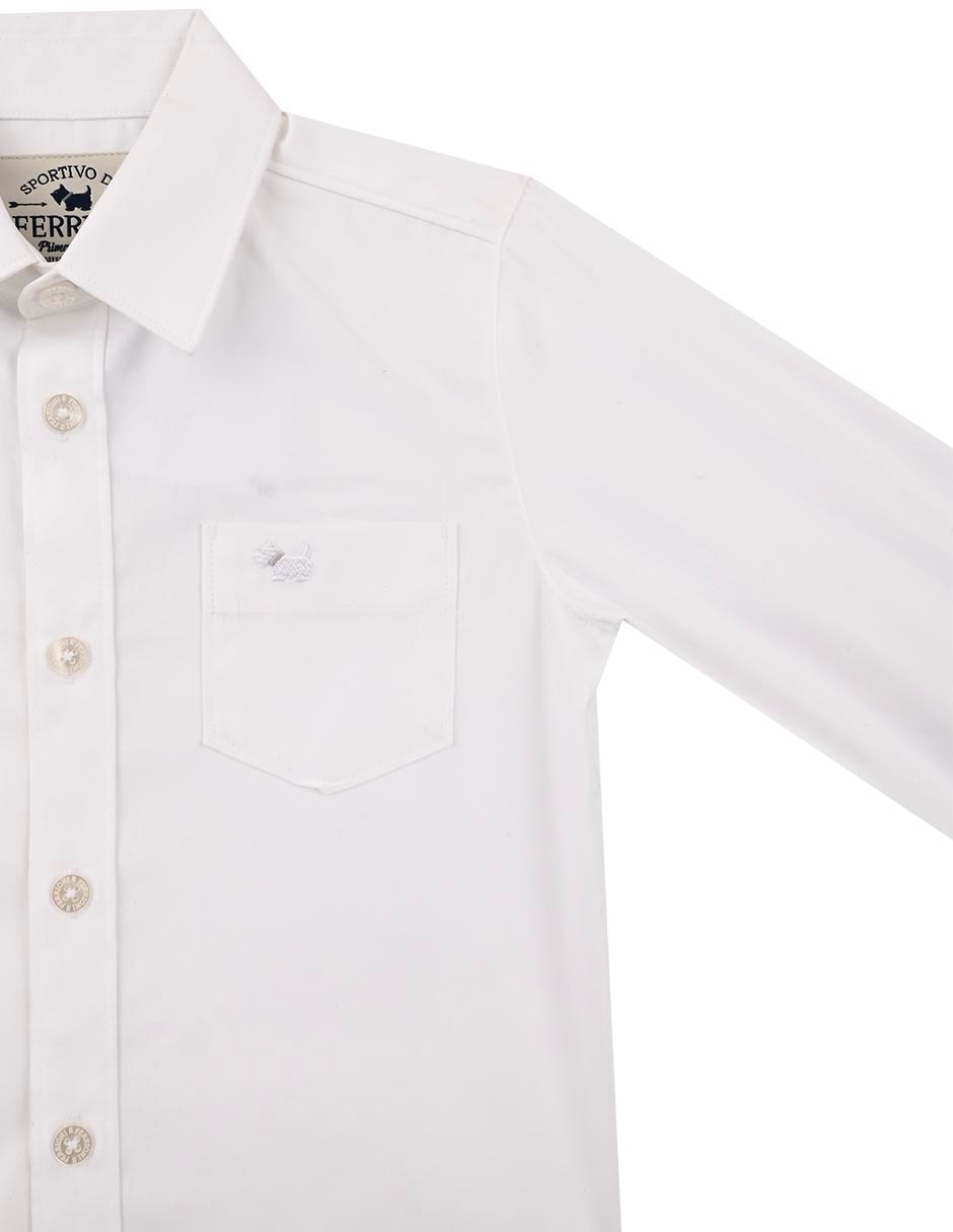 Camisa casual Ferrioni Bruno de algodón manga larga para niño