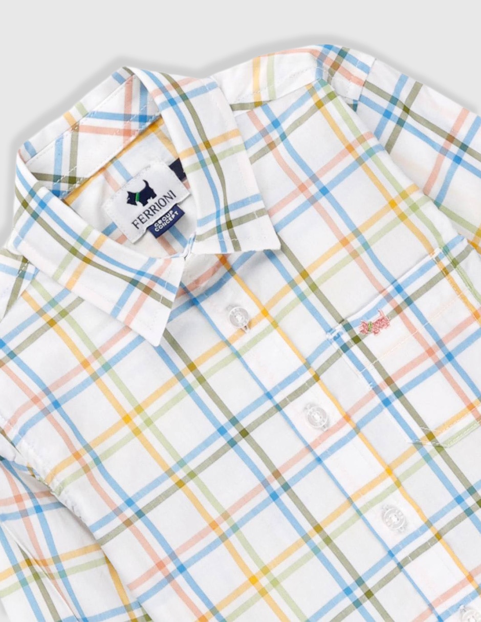 Camisa casual ferrioni verum de algodón manga larga infantil niño