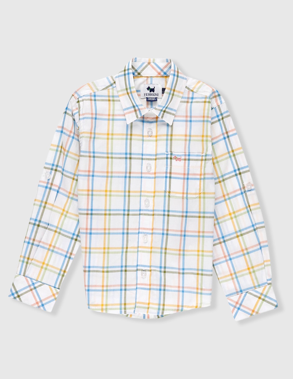 Camisa casual ferrioni verum de algodón manga larga infantil niño