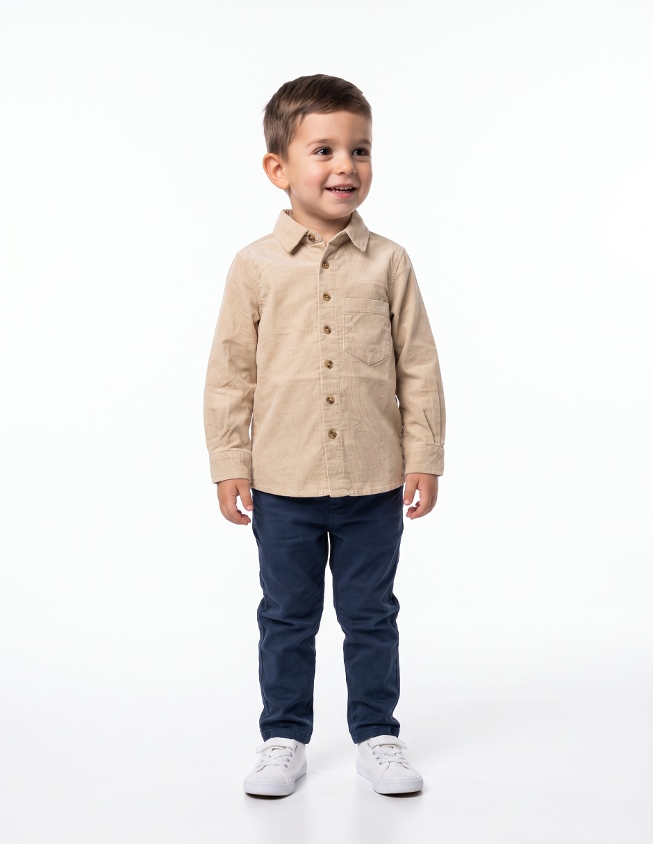 Camisa casual de algodón manga larga para niño Camisa casual de algodón manga larga para niño