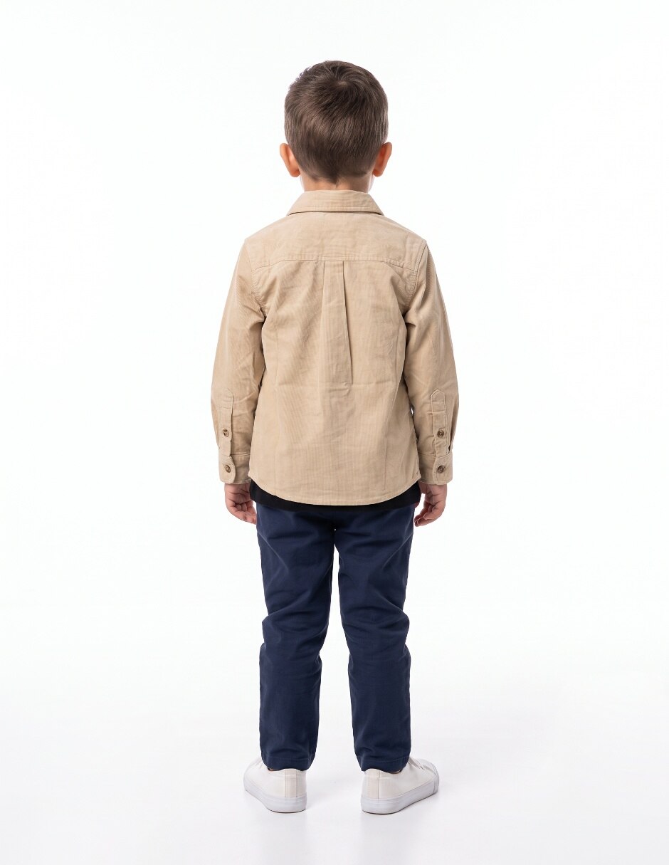 Camisa casual de algodón manga larga para niño 2