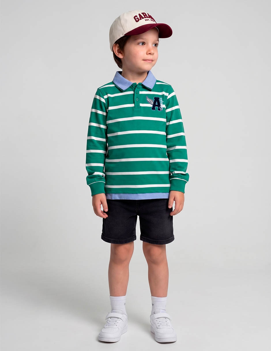 Playera tipo polo de algodón para niño