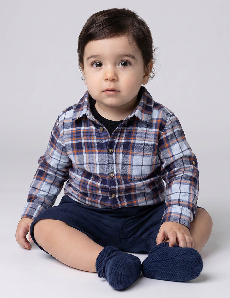 Camisa casual de algodón manga larga para niño Camisa casual de algodón manga larga para niño
