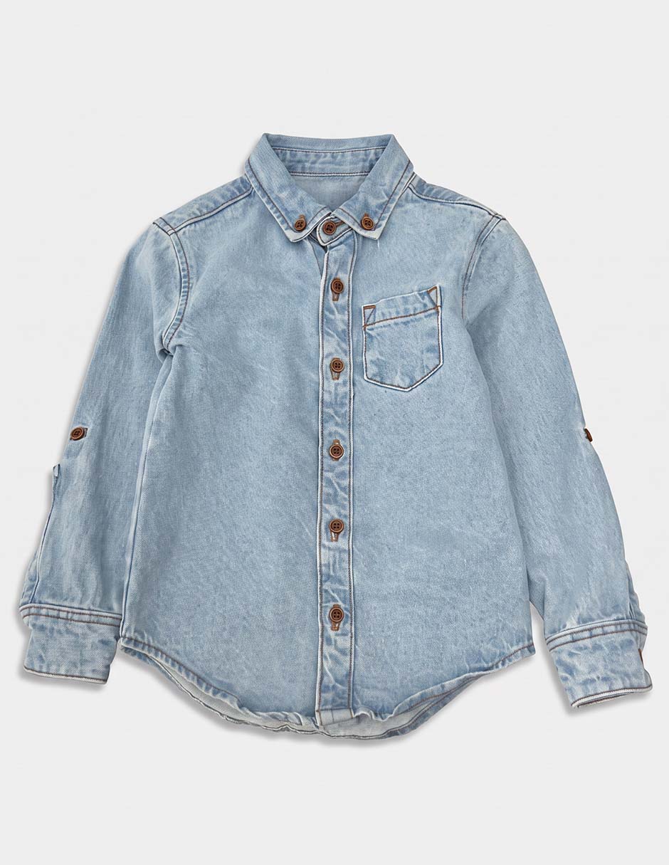 Camisa casual de algodón manga larga para niño 2