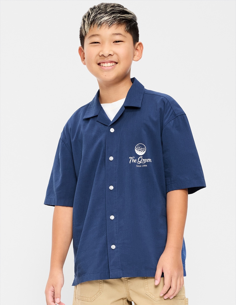 Camisa casual de algodón manga corta para niño Camisa casual de algodón manga corta para niño
