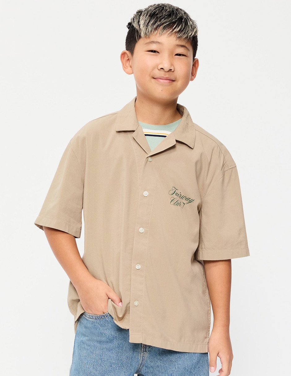 Camisa de algodón manga corta para niño Camisa de algodón manga corta para niño