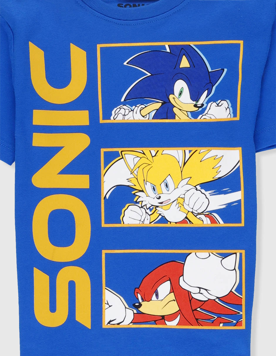 Playera sonic knuckles y tails manga corta para niño 4