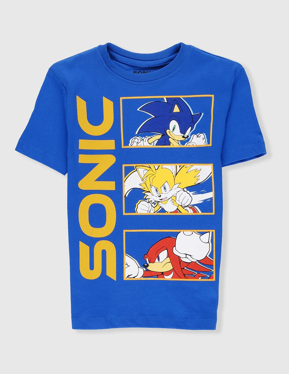 Playera sonic knuckles y tails manga corta para niño