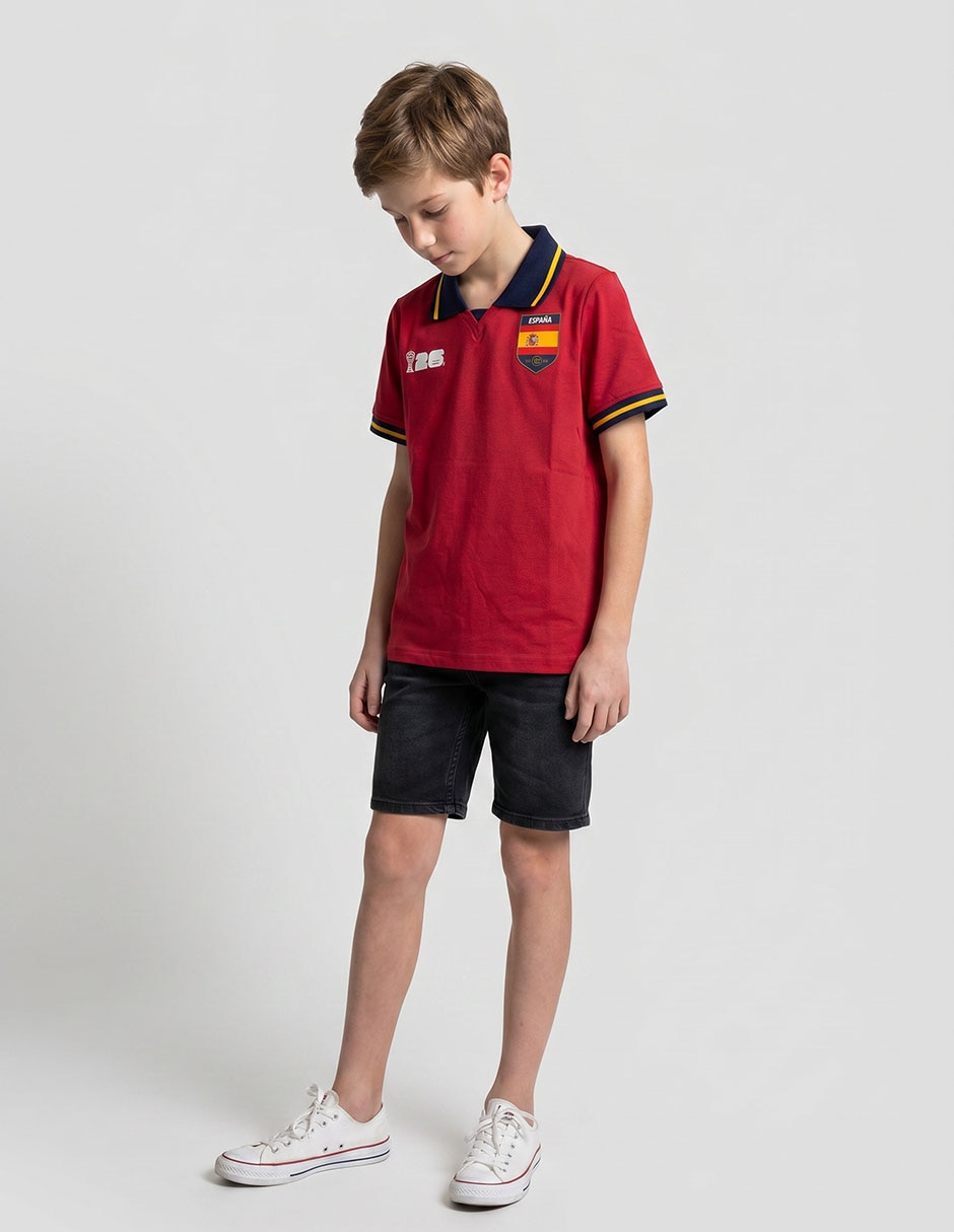 Playera tipo polo fifa españa para niño