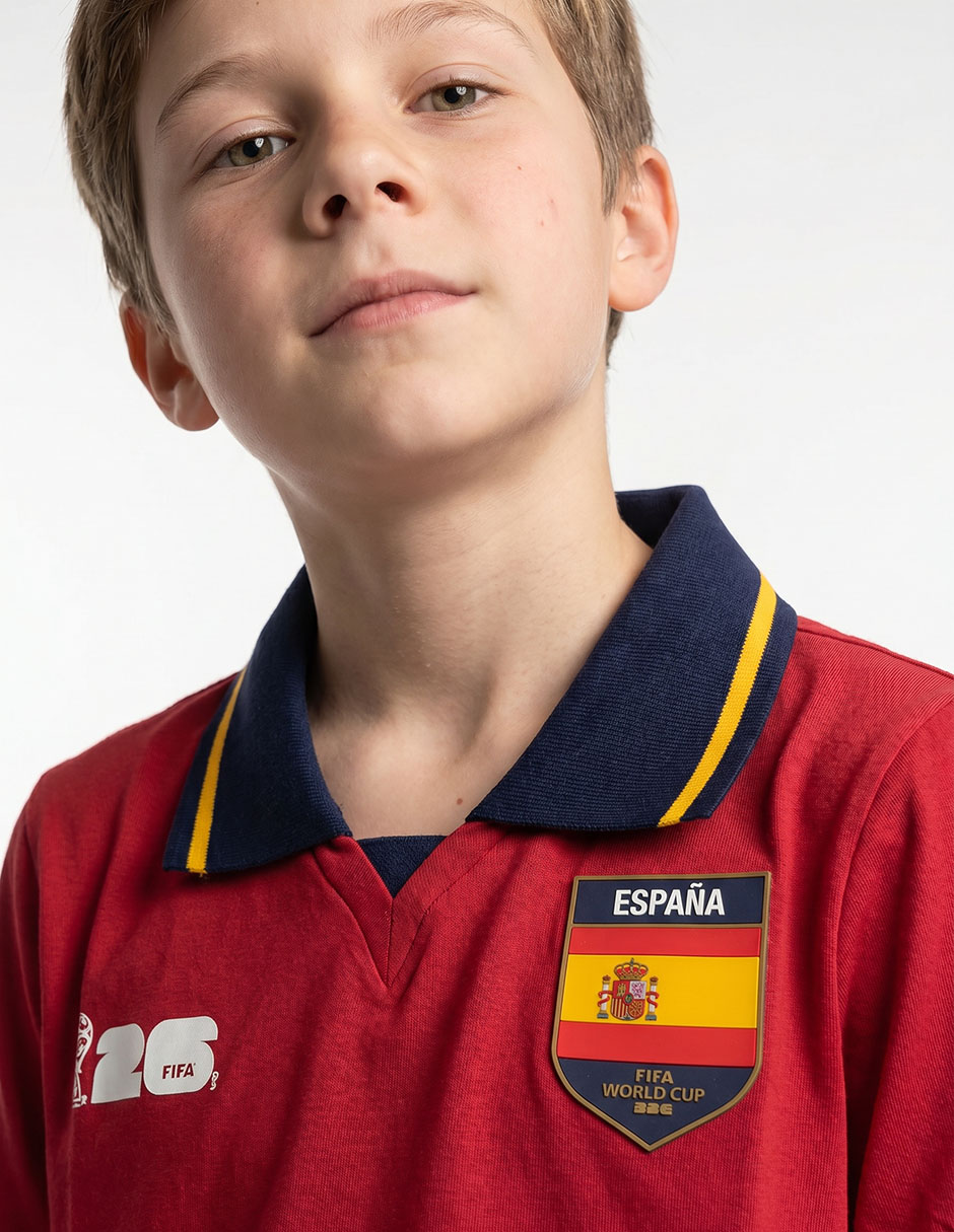 Playera tipo polo España para niño 4
