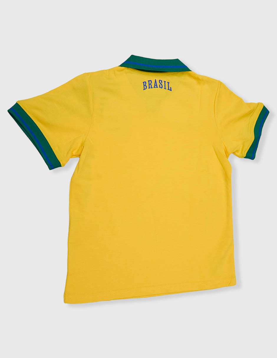Playera tipo polo Brasil para niño 5