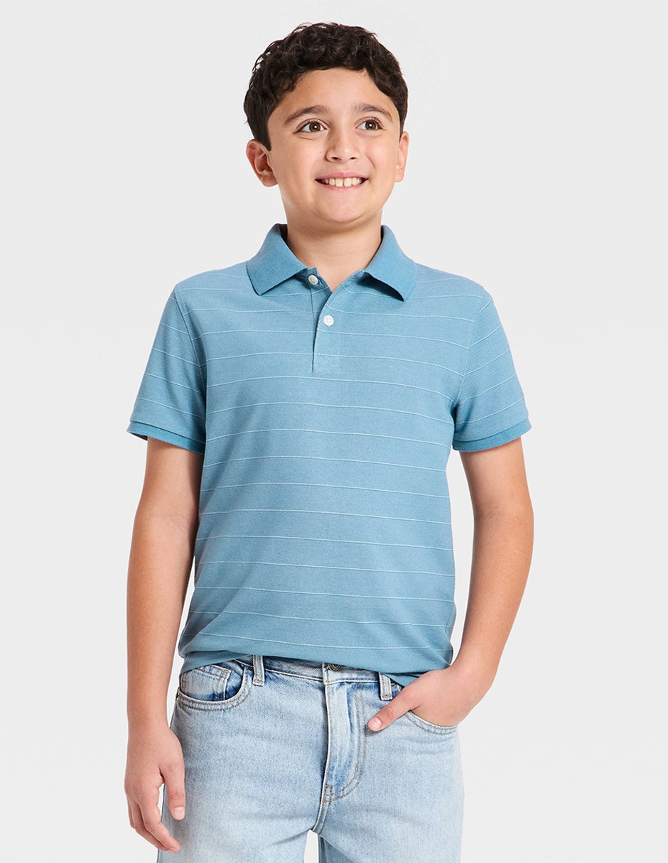 Playera tipo polo de piqué para niño Playera tipo polo de piqué para niño