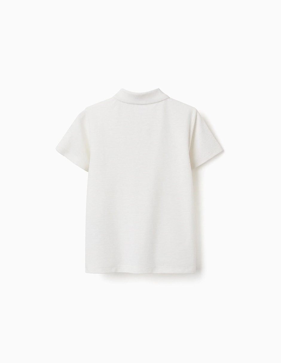 Playera tipo polo zippy sculpting curiosity de algodón niño