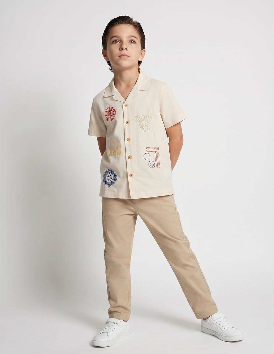 Camisa casual de algodón manga corta para niño