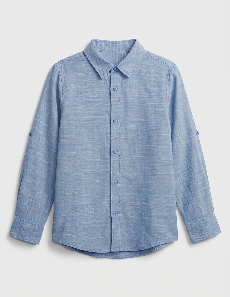 Camisa casual piquenique manga larga para niño