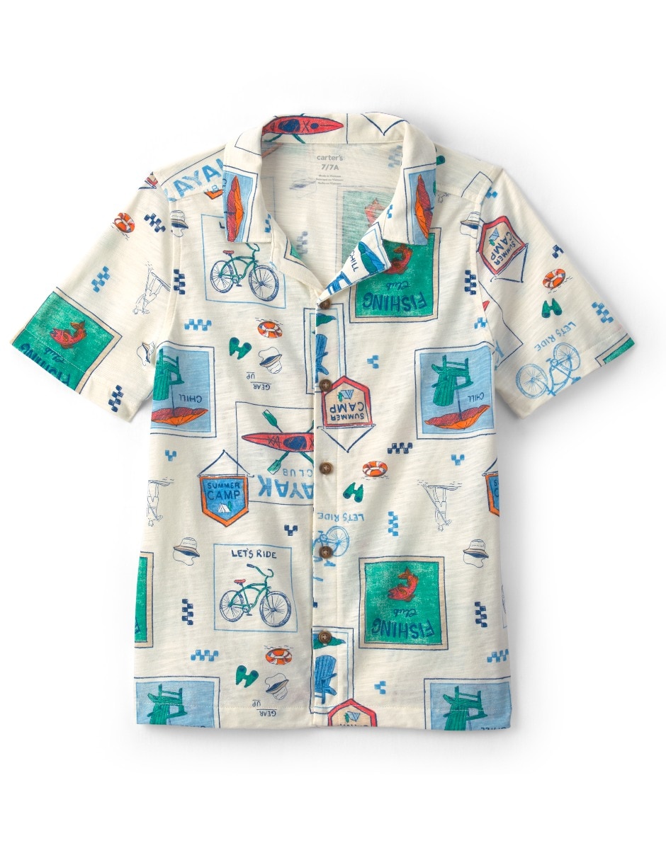 Camisa casual de algodón manga corta para niño